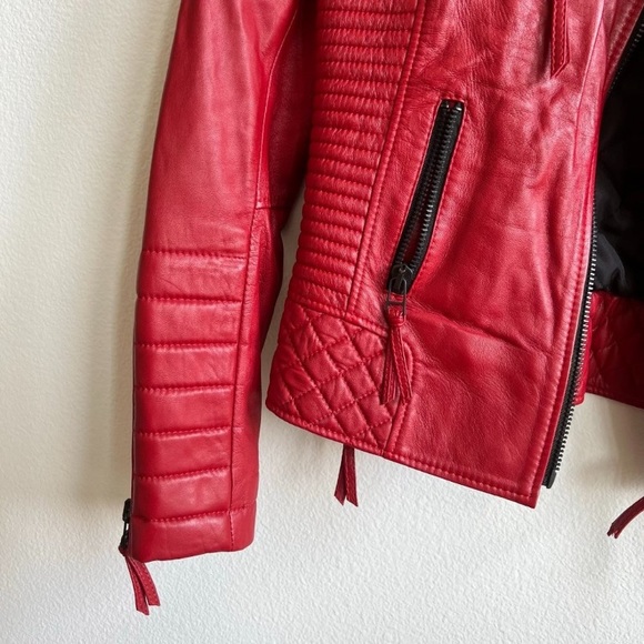 BODA SKINS Red Leather Biker Jacket Quilted
Size 4 / Small - Picture 3 of 13